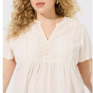 Torrid Crinkle Gauze Flutter Sleeve Top